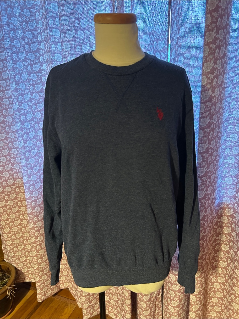 Polo by Ralph Lauren Blue Crewneck Sweatshirt with Red Logo
